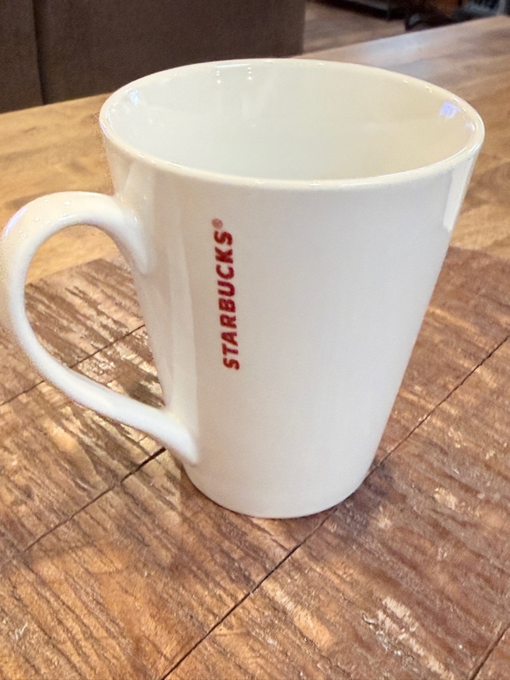 Starbucks White Ceramic Mug with Red Heart Accent 13 oz